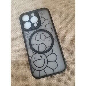 Phone Case iPhone 16 Pro Smiling Flowers Black